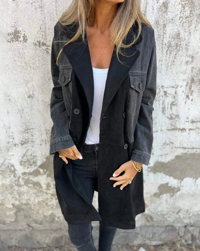 Leoni – Elegant frakke i denim og ruskind