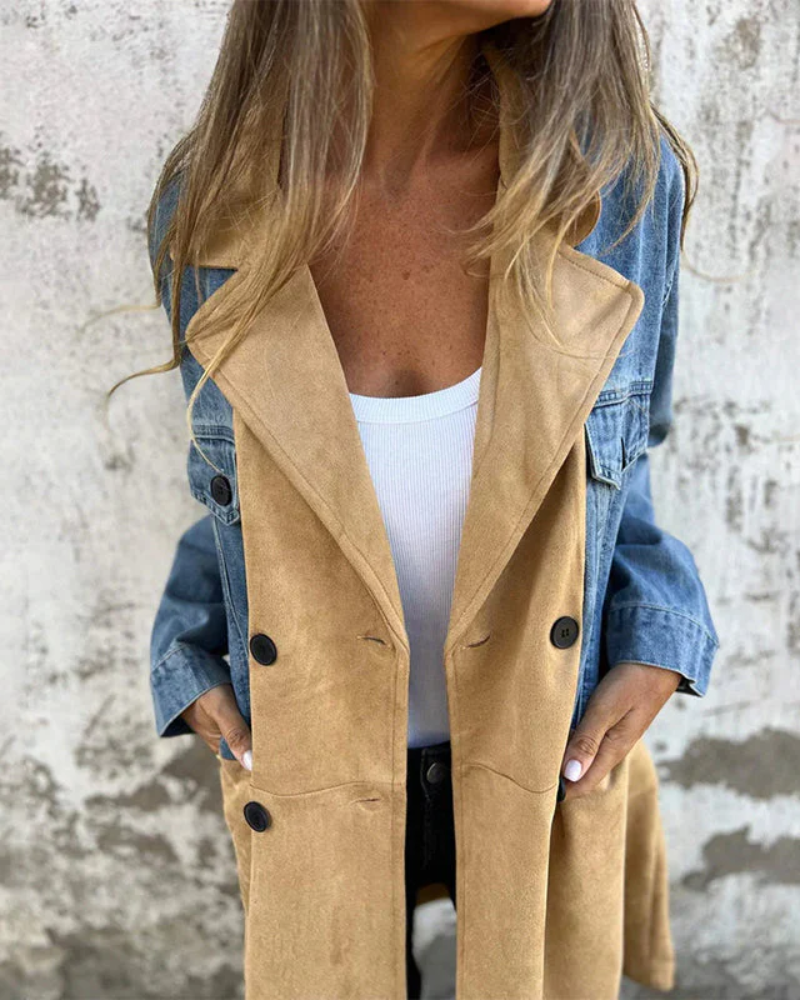 Leoni – Elegant frakke i denim og ruskind