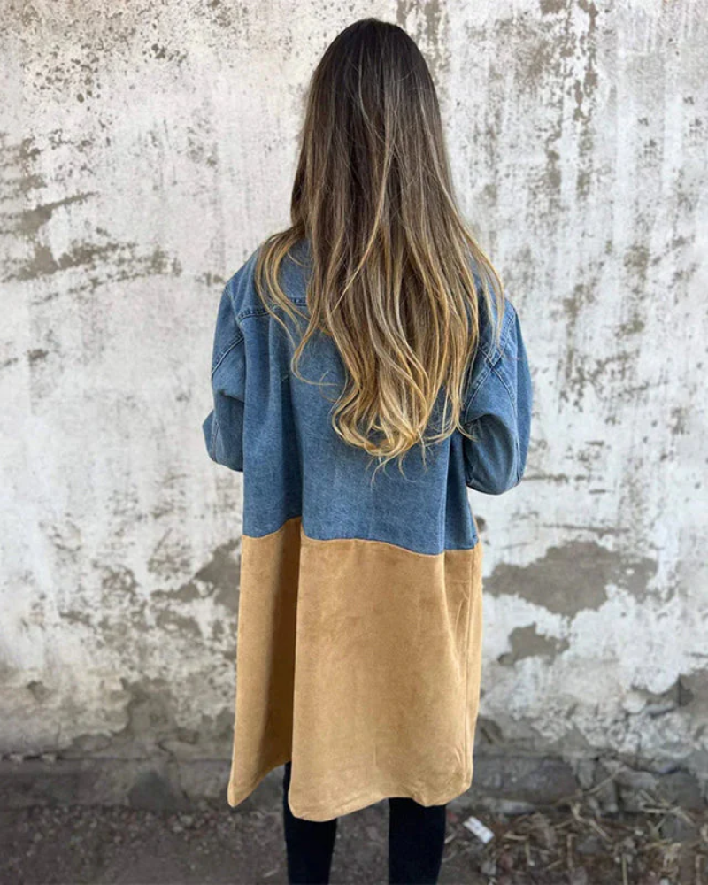 Leoni – Elegant frakke i denim og ruskind