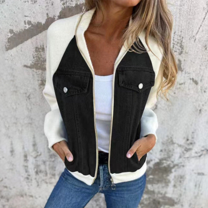 Vanessa – Denimjakke med patchwork og praktiske lommer