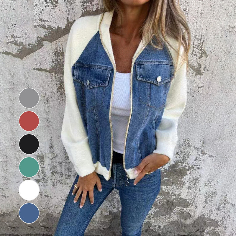 Vanessa – Denimjakke med patchwork og praktiske lommer