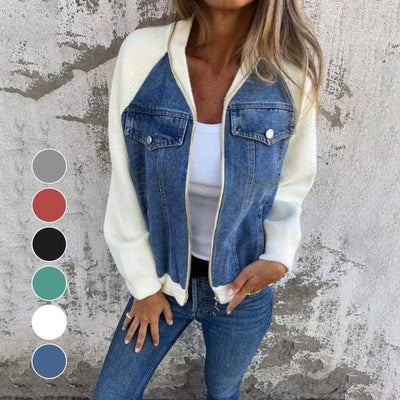Vanessa – Denimjakke med patchwork og praktiske lommer
