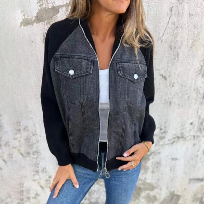 Vanessa – Denimjakke med patchwork og praktiske lommer