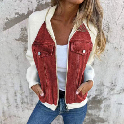 Vanessa – Denimjakke med patchwork og praktiske lommer