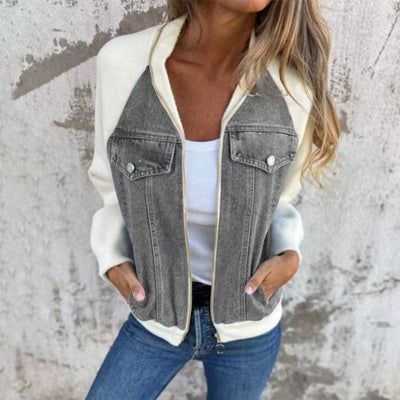Vanessa – Denimjakke med patchwork og praktiske lommer