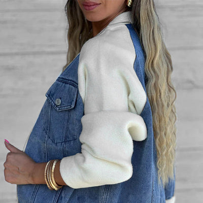 Vanessa – Denimjakke med patchwork og praktiske lommer