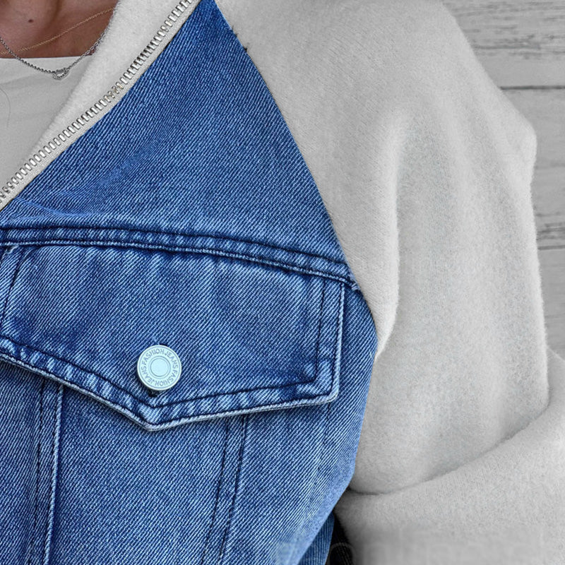 Vanessa – Denimjakke med patchwork og praktiske lommer
